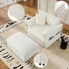 Deep Seat Sectional Sofa Cloud Couch with Ottoman, Modern Chenille Comfy Love Seat Upholstered Modular L Shaped Couch,White - as Pic