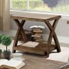 Transitional 3pc Table set Occasional Tables Living Room 1x Coffee Table And 2x End Tables Plank Style Top Antique Light Oak - as Pic