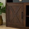 Farmhouse Barn door TV Media Stand Modern Entertainment Console for TV Up to 65" with Open and Closed Storage Space - Espresso - MDF