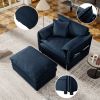 Modular Sectional Sofa, Oversized Deep Seat L Shaped Couch Set for Living Room, 3-Seater Comfy Cloud Couches with Movable Ottoman-Blue