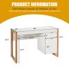 1PC Modern Computer Desk Writing Workstation with Cabinet and Drawer - White