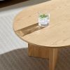 39.37 Inch Modern Coffee Table,MDF Oval Coffee Table for Living Room,Small Coffee Table with Sturdy Pedestal for Apartment,Bedroom - Oak - MDF