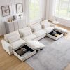Big Deep Seat U-Shaped Corduroy Sectional Couches for Living Room, 4 Seater Sofa Couch(Corduroy, Beige)