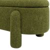 Hugo 49" Oval Fully Upholstered Storage Bench, Moss Green Boucle - as Pic