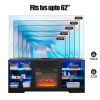 TV Stand Electric Fireplace TV Stand with Glass Shelves, TV up to 32-62" White 58''W*15.5''D*24.4 - Black