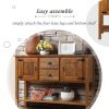 48'' Solid Wood Sideboard Console Table with 2 Drawers and Cabinets and Bottom Shelf, Retro Style Storage Dining Buffet Server Cabinet(Brown)