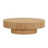 Modern Handcraft Drum Coffee Table Length 43.7 inch Ellipse Coffee Table for Living Room,Oval Small Coffee Table with Sturdy Pedestal - Natural Ash