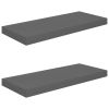 Floating Wall Shelves 2 pcs High Gloss Gray 23.6"x9.3"x1.5" MDF - Grey