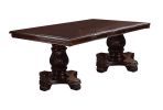 Formal Dining Room Table w Leaf 2x Arm Chairs And 6x Side Chairs Brown 9pc Set Dining Table Double Pedestal Base Royal Rectangle Table - as Pic