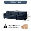 Oversized Deep Seat Sectional Sofa, Green Modern Chenille Cloud Couch, Large 3 Seater Modular Sofa with 3 Pillows,Blue - as Pic