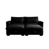 Corduroy Two-Seater Sofa with 2 Storage Footrest,2 Seater Sectional deep seat sofa,Comfy Couches for Living Room,Black Sofa - as Pic