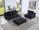 Memphis 122.5"W Black Velvet Reversible Sectional Sofa Ottoman with Storage Compartment, Drawer, USB ports, Charging Outlets - as Pic