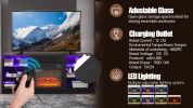 TV Stand Electric Fireplace TV Stand with Glass Shelves, TV up to 32-62" White 58''W*15.5''D*24.4 - Black