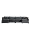 Corduroy Sofa , Modern Upholstered 4 Seater with 3 Footstools Corduroy Fabric Sofa , Office Living Room Apartment Comfortable Sofa