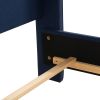 Marcella Upholstered Shelter Headboard Bed Set, King, Dark Sapphire Blue Woven - as Pic