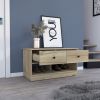 Light Oak Rectangle 2-Shelf 2-Drawer Storage Bench - as Pic