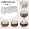 Distressed Shutter Storage Bench with Acacia Veneer for Retro Charm for Living Room,Entryway - White - MDF