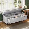 Classic Storage Bench with Cushioned Seat and Three Drawers for Entryway and Living Room - Light Gray - MDF