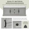 Storage Bench with 2 Drawers and 2 Cabinets,Shoe Bench with Removable Cushion for Living Room,Entryway - Gray Wash - Solid Wood