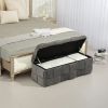 COOLMORE Storage Ottoman,Bedroom End Bench,Upholstered Fabric Storage Ottoman with Safety Hinge, Entryway Padded Footstool (Gray)