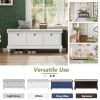 Classic Storage Bench with Cushioned Seat and Three Drawers for Entryway and Living Room - White - MDF