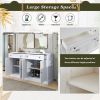Kitchen Sideboard Storage Buffet Cabinet with 2 Drawers & 4 Doors Adjustable Shelves for Dining Room,Living Room - White - Particle Board