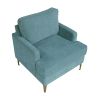 Modern Comfort Accent Chair 1pc Peacock Color Chenille Upholstery Gold Finish Metal Legs Living Room Furniture Durable Plywood - as Pic