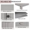 Storage Bench with 3 Shutter-shaped Doors,Shoe Bench with Removable Cushion and Hidden Storage Space - Gray Wash - MDF