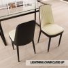 51" 4 person glass dining table set, kitchen set with black metal leg dining table and chairs