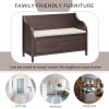 Rustic Style Solid wood Entryway Multifunctional Storage Bench with Safety Hinge - Espresso - MDF