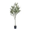71 Inch Artificial Olive Tree, Artificial Tree Plants for Home Bedroom Living Room - Green - Iron+Plastic