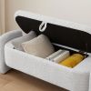 Ottoman Oval Storage Bench 3D Lamb Fleece Fabric Bench with Large Storage Space for the Living Room, Entryway and Bedroom,gray - as Pic