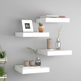 Floating Wall Shelves 4 pcs White 9.1"x9.3"x1.5" MDF - White