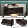 Storage Bench with Removable Basket and 2 Drawers,Fully Assembled Shoe Bench with Removable Cushion - Espresso - Solid Wood