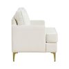 Modern Comfort Accent Chair 1pc Beige Chenille Upholstery Gold Finish Metal Legs Living Room Furniture Durable Plywood - as Pic