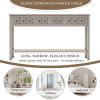 Rustic Entryway Console Table,60" Long Sofa Table with two Different Size Drawers and Bottom Shelf for Storage - Gray Wash - Solid Wood