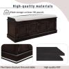Storage Bench with 4 Doors and Adjustable Shelves,Shoe Bench with Removable Cushion for Living Room,Entryway - Espresso - Solid Wood