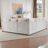 Modular Sectional Sleeper Sofa with Pull Out Bed, U Shaped Sectional Couch with Storage Ottomand, Beige