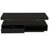 LED Coffee Table with Storage, Modern Center Table with 2 Drawers and Display Shelves, Accent Furniture with LED Lights for Living Room - Black