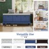 Classic Storage Bench with Cushioned Seat and Three Drawers for Entryway and Living Room - Navy Blue - MDF
