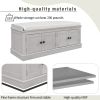 Storage Bench with 4 Doors and Adjustable Shelves,Shoe Bench with Removable Cushion for Living Room,Entryway - Gray Wash - Solid Wood