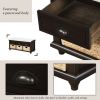 Rustic Storage Bench with 3 Drawers and 3 Rattan Baskets,Shoe Bench for Living Room,Entryway - Espresso - Solid Wood