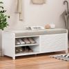 Distressed Shutter Storage Bench with Acacia Veneer for Retro Charm for Living Room,Entryway - White - MDF