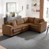 Modular Sectional Sofa, L-Shaped Corduroy Couch Set, 3-Seater Modular Sofa with Deep Seat and Cloud-Like Comfort, Brown