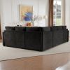 Modular Sectional Sleeper Sofa with Pull Out Bed, U Shaped Sectional Couch with Storage Ottomand, Black