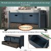 Storage Bench with Removable Basket and 2 Drawers,Fully Assembled Shoe Bench with Removable Cushion - Navy - Solid Wood