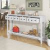 Rustic Entryway Console Table,60" Long Sofa Table with two Different Size Drawers and Bottom Shelf for Storage - Antique White - Solid Wood