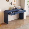 Unique Modern Rounded Silhouette and Smooth Surface Console Table with 2 Drawers for Living Room and Entryway - Navy Blue - MDF