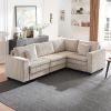 Modular Sectional Sofa, L-Shaped Corduroy Couch Set, 3-Seater Modular Sofa with Deep Seat and Cloud-Like Comfort, Beige