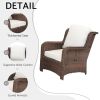 Patio Furniture Set Rattan Outdoor Sectional Conversation Sets 3-Seat Outdoor Couch,2 Single Chair and 2 Ottoman (Bron-Off White, Set of 5)